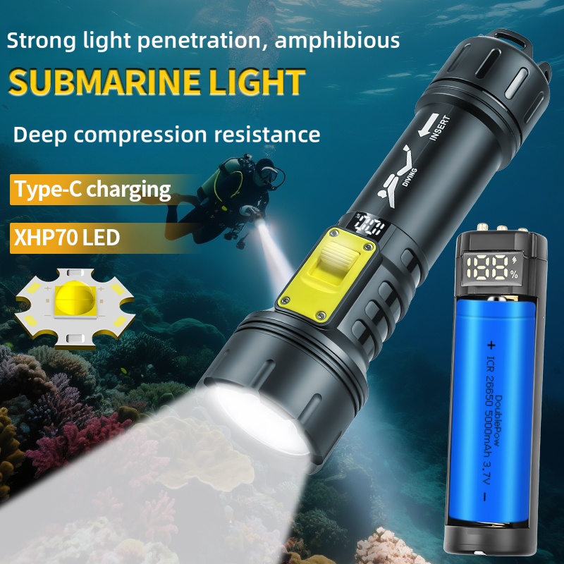 Aquatic Diving - Nieuwe XHP70 Duikzaklamp IPX8 Waterdichte Digitale