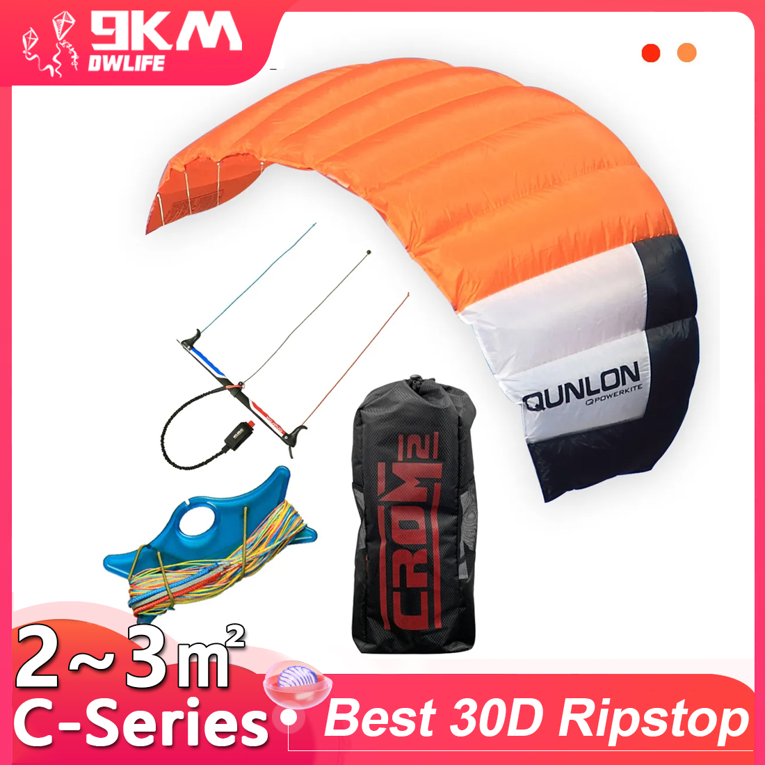 9 km2 ~ 3m2 Triple Line Power  - Kite Surf Bar Control recensie en prijs